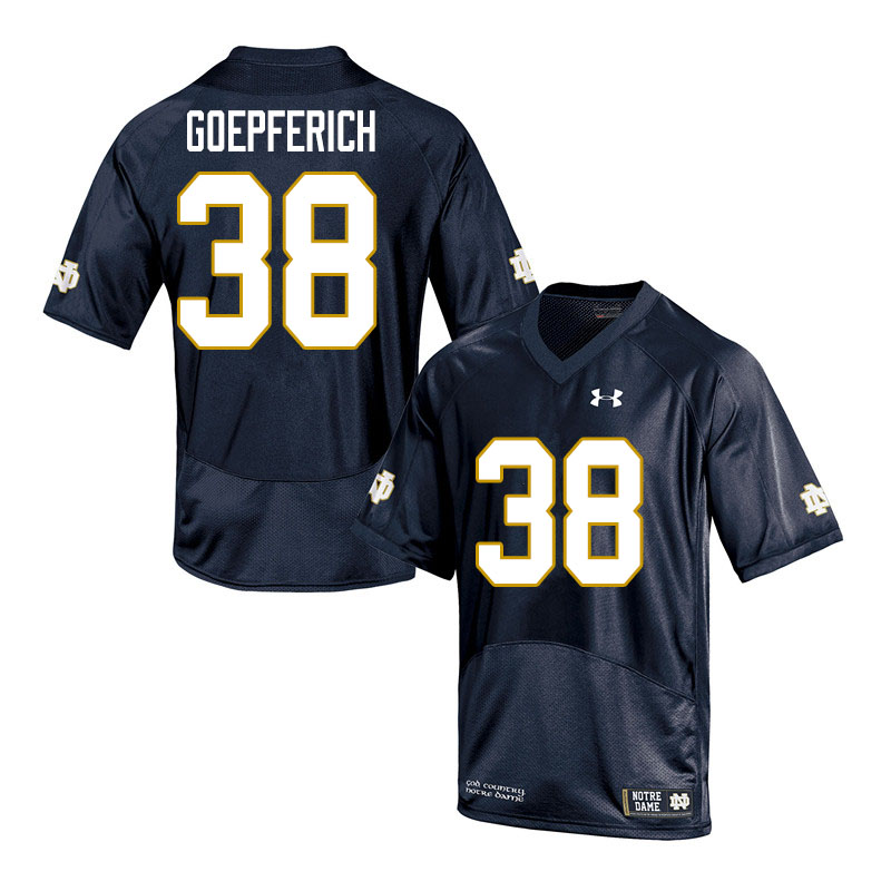 Men's NCAA Notre Dame Fighting Irish #38 Dawson Goepferich Stitched College Under Armour Authentic Navy Football Jersey ZY10Y10XQ